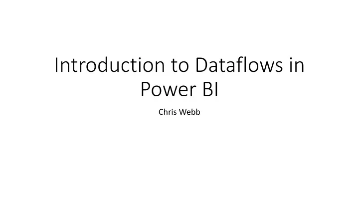 introduction to dataflows in power bi