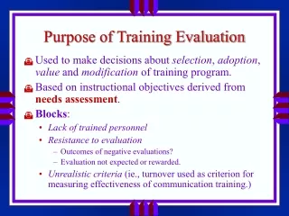 Purpose of Training Evaluation