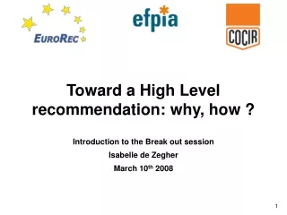 Toward a High Level recommendation: why, how ?