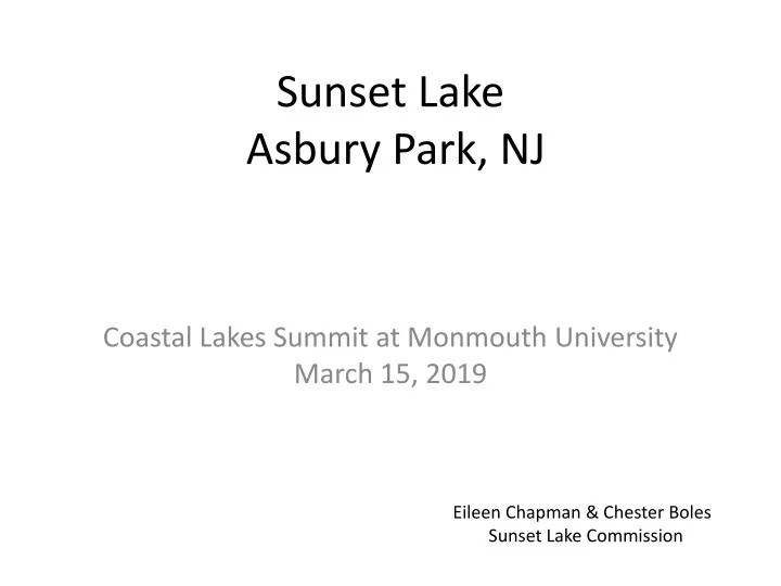 sunset lake asbury park nj