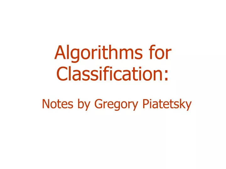 algorithms for classification