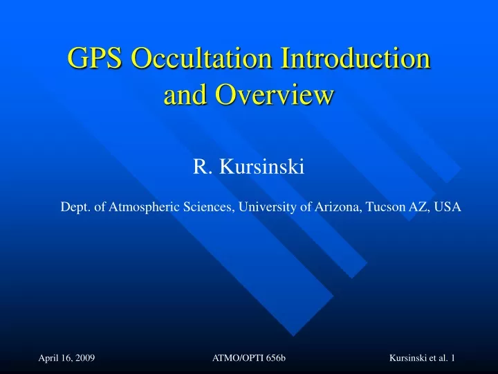 gps occultation introduction and overview