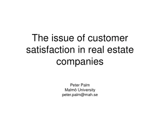 The issue of customer satisfaction in real estate companies