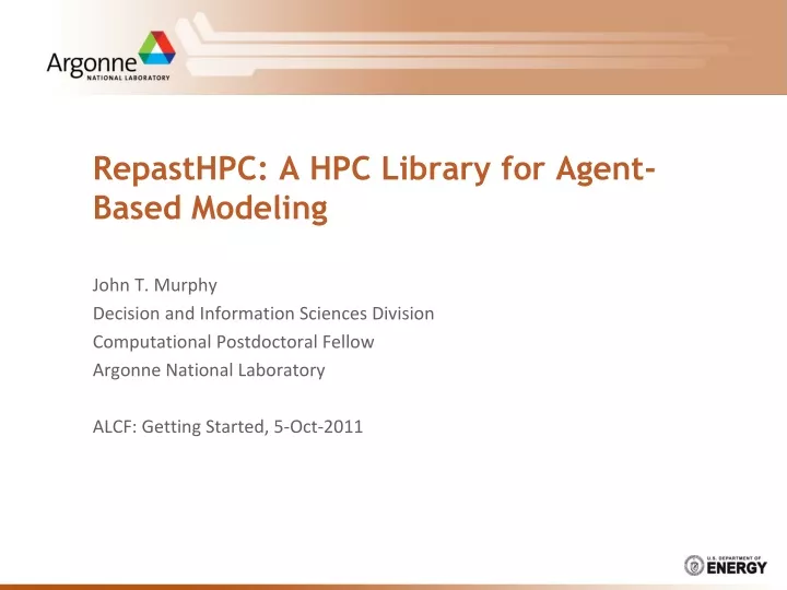 repasthpc a hpc library for agent based modeling