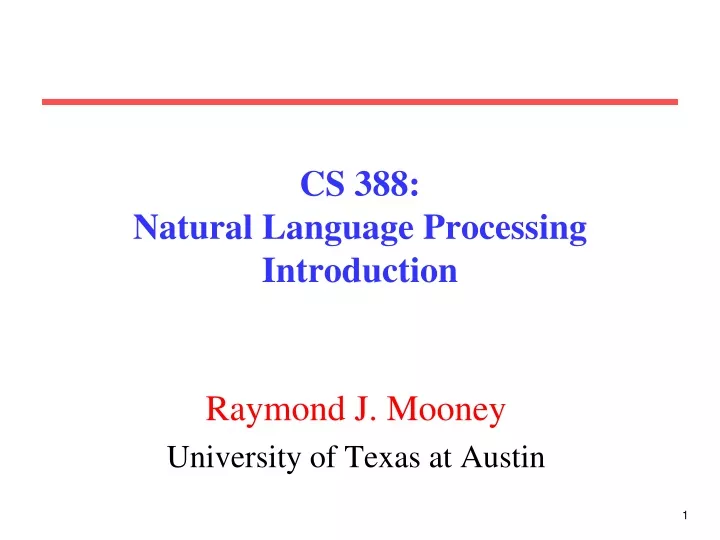 cs 388 natural language processing introduction