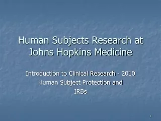Human Subjects Research at Johns Hopkins Medicine