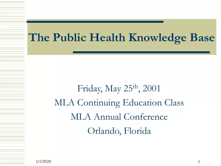 the public health knowledge base