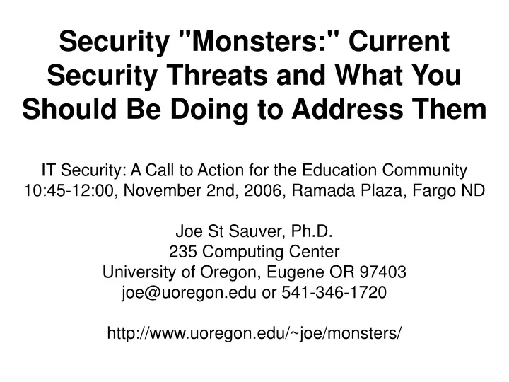 security monsters current security threats