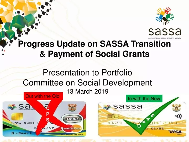 progress update on sassa transition payment of social grants