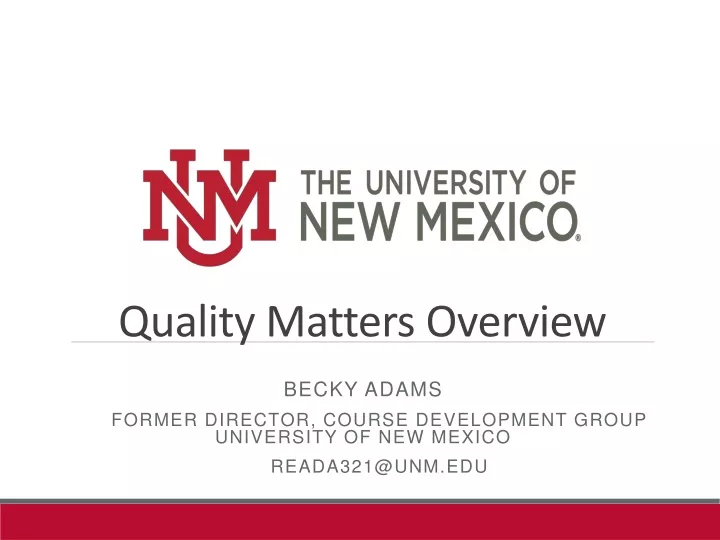 quality matters overview