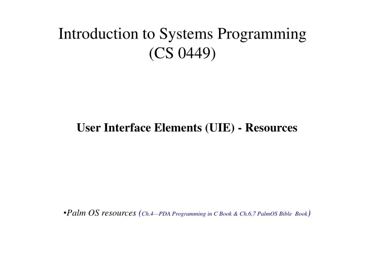 introduction to systems programming cs 0449