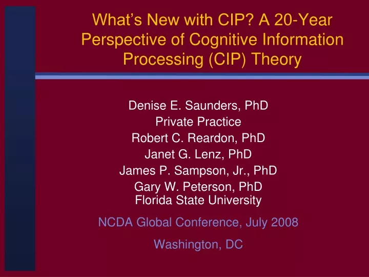 what s new with cip a 20 year perspective of cognitive information processing cip theory