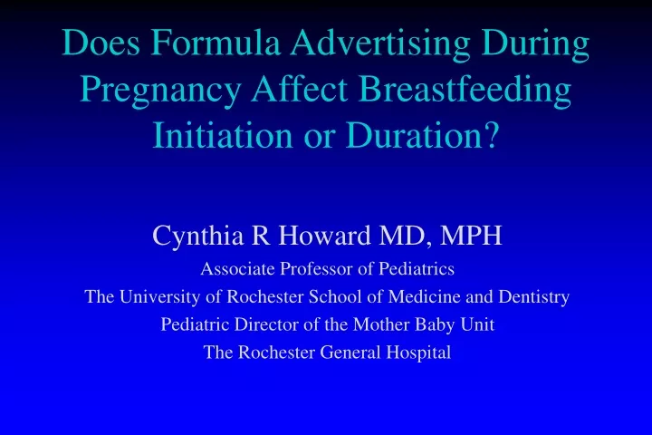 does formula advertising during pregnancy affect