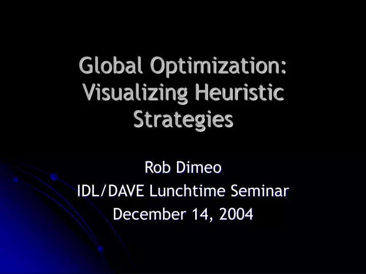 global optimization visualizing heuristic strategies
