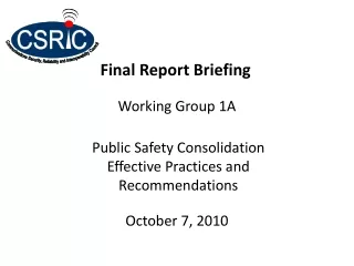Final Report Briefing