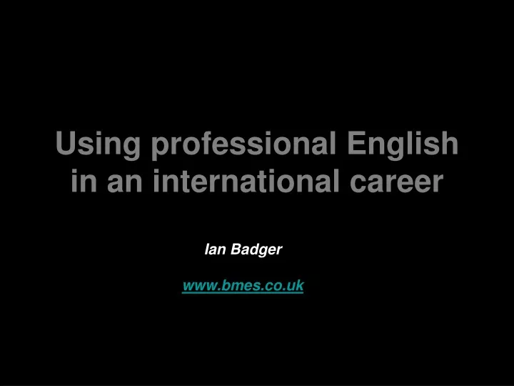 using professional english in an international career