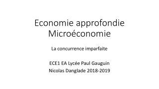 Economie approfondie  Microéconomie