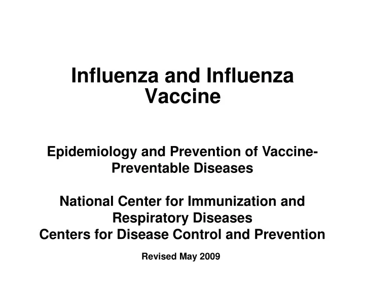 influenza and influenza vaccine