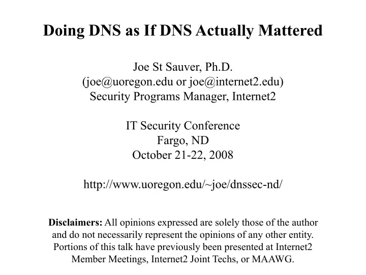 doing dns as if dns actually mattered