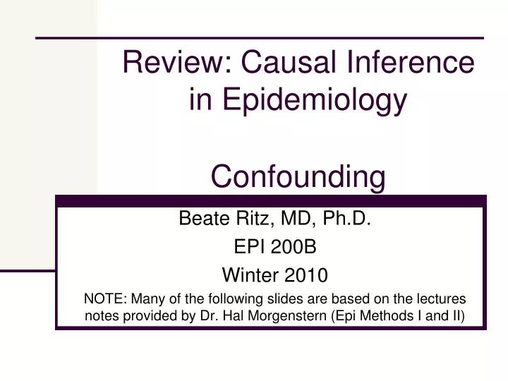 review causal inference in epidemiology confounding