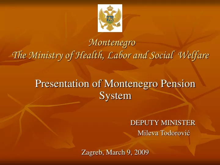 montenegro the ministry of health labor and social welfare