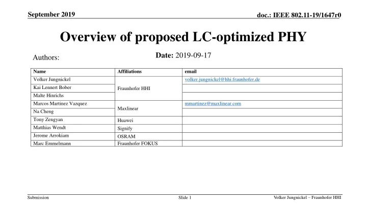 overview of proposed lc optimized phy