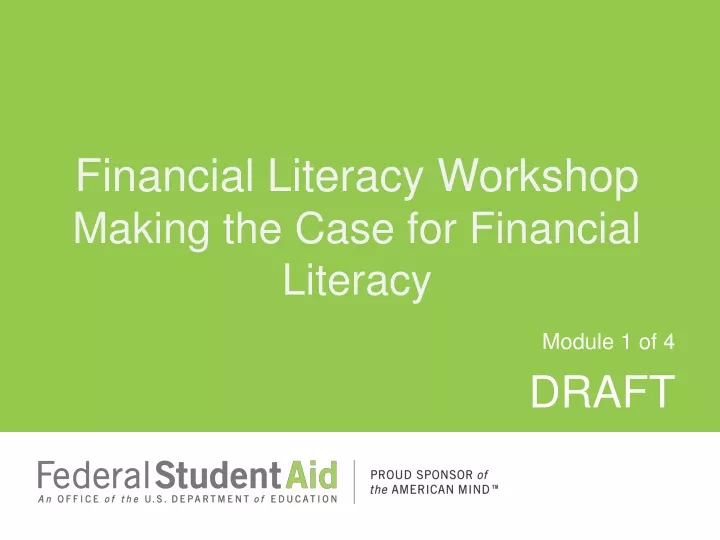 financial literacy workshop making the case for financial literacy
