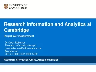 Research Information and Analytics at Cambridge