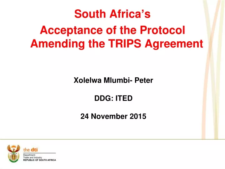 south africa s acceptance of the protocol