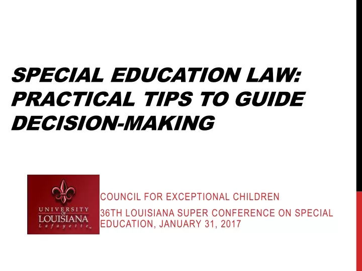 special education law practical tips to guide decision making
