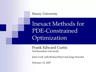 Inexact Methods for PDE-Constrained Optimization