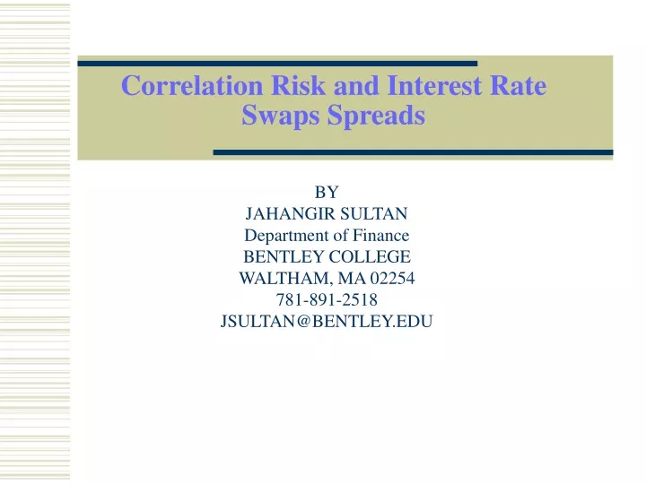correlation risk and interest rate swaps spreads