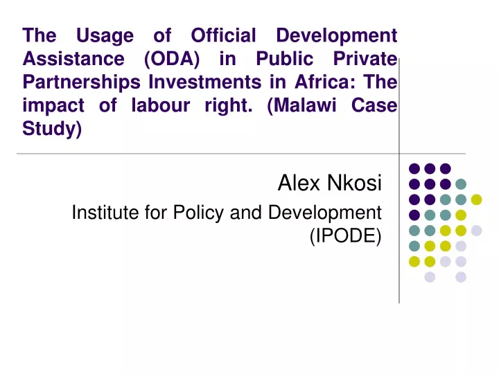 alex nkosi institute for policy and development ipode