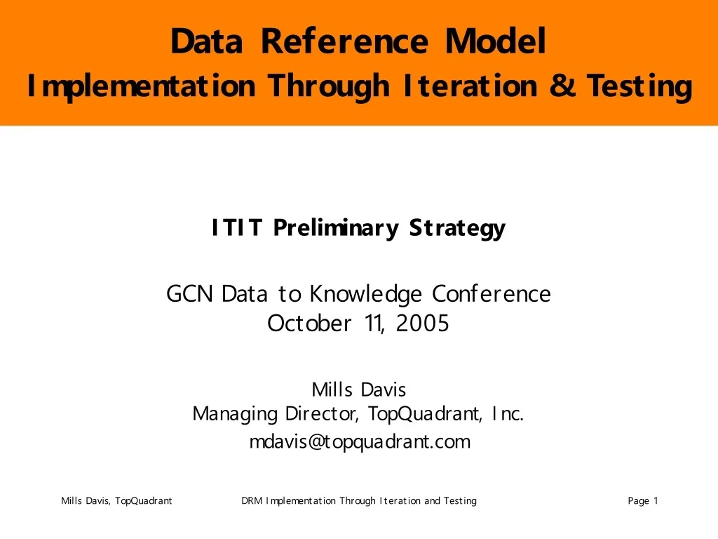 Data Reference Model Implementation Through Iteration &amp; Testing - slide 1