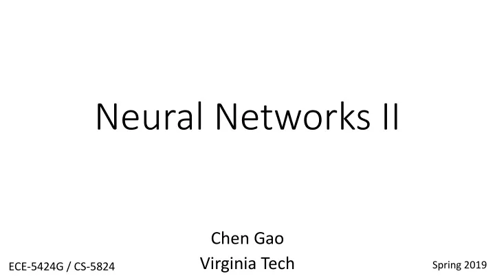 neural networks ii