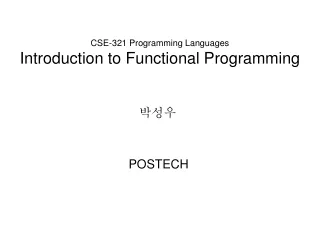 CSE-321 Programming Languages Introduction to Functional Programming