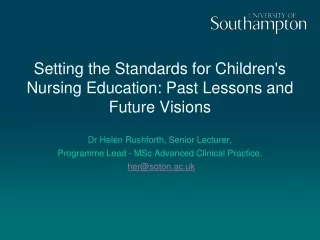 Setting the Standards for Children's Nursing Education: Past Lessons and Future Visions