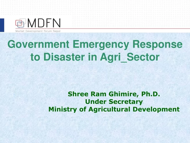 government emergency response to disaster in agri