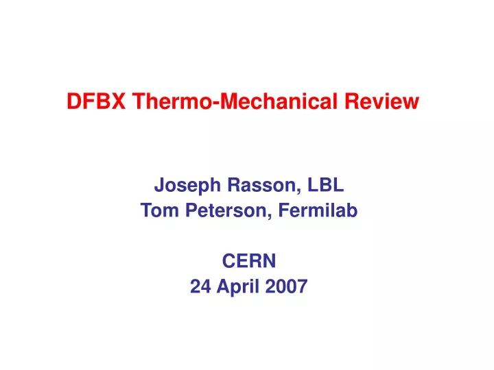 dfbx thermo mechanical review