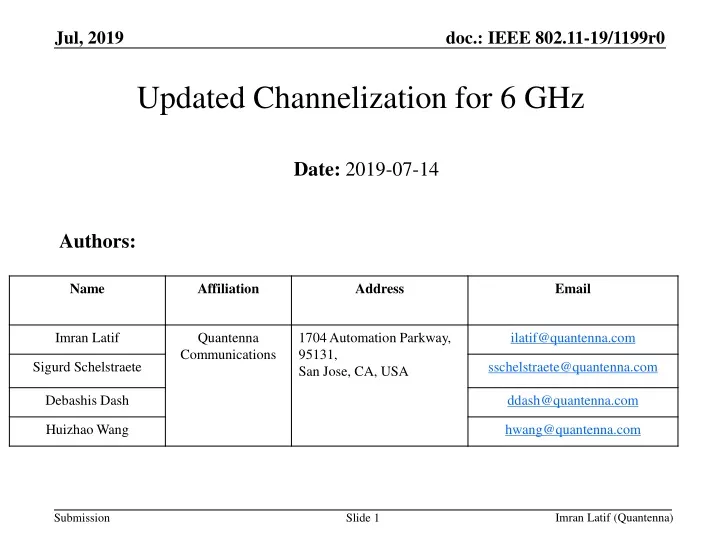 updated channelization for 6 ghz