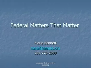 Federal Matters That Matter