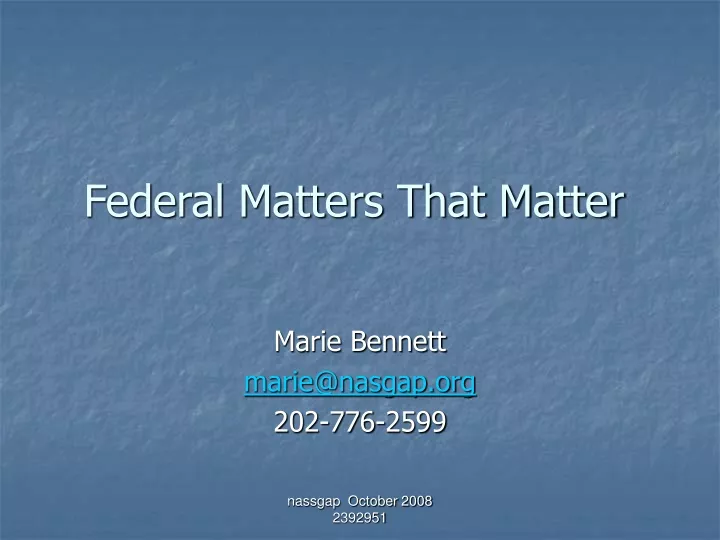 federal matters that matter