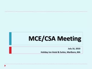 MCE/CSA Meeting