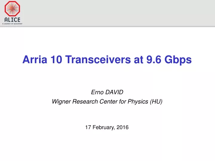 arria 10 transceivers at 9 6 gbps