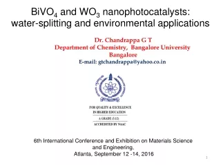 BiVO 4  and WO 3  nanophotocatalysts:  water-splitting and environmental applications