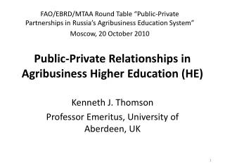 Public-Private Relationships in Agribusiness Higher  Education (HE)
