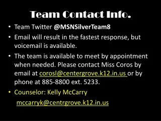Team Contact Info.