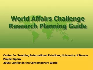 World Affairs Challenge Research Planning Guide