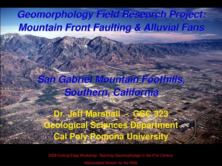 geomorphology field research project mountain