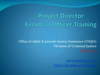 Project Director Financial Officer Training